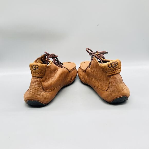 UGG Boots Mens 11 Brown Leather Carraway Moccasin Lace Up Slippers Comfort Shoes main image 9